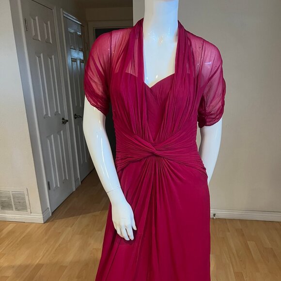 $388 TADASHI SHOJI COLLECTION SILK PLEATED DRESS SIZE 8 - Picture 1 of 5